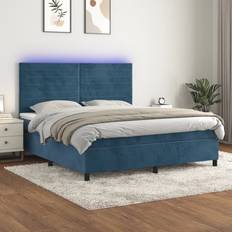 vidaXL Boxspringbett mit Matratze 180x200 cm Dunkelblau