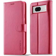 LC.IMEEKE Google Pixel 7 Plånboksfodral Calf Texture Rosa TheMobileStore Google Pixel 7 tillbehör