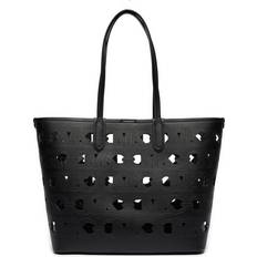 Michael Kors Eliza Large Perforated Empire Logo Tote Bag - Black