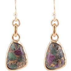 Barse Ruby Zoisite Bronze Matrix Earrings