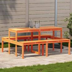 VidaXL Fyrretræ Havemøbelsæt vidaXL Picnicbord 160x134x75 cm Massivt Fyrretræ Gyldenbrun Havemøbelsæt