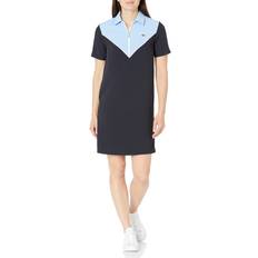 Dresses Lacoste Women's Short Sleeve Colorblock Zip Placket Dress, Abysm/White-NATTIER Blue 07E