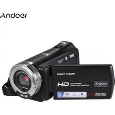 Andoer videokamera 1080p fullt hd 16x digitalt zoom opptakskamera automatisk bærbart videokamera med 3.0 tommers roterbar lcd-skjerm