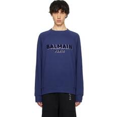 Balmain Man Truien Balmain Katoenen Sweater Met Logo - Blauw