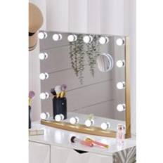 Living and Home Square Hollywood Vanity Mirror with LED Lights Natural Size