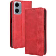 GANGXUN Red Case For Motorola MOTO G34 5G Wallet Magnetic Closure PU Leather