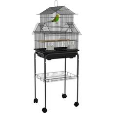 Pawhut Metal Bird Cage Small w/ Perch Food Container Handle Canary