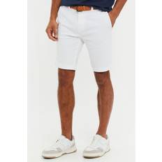 Clothing Threadbare 'Conta' Cotton Turn-Up Chino Shorts with Woven Belt White 32R