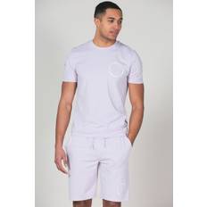 Clothing Tokyo Laundry Mens Lilac Cotton T-Shirt And Shorts Loungewear Set