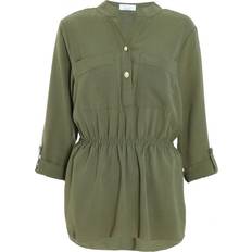 Clothing Quiz Womens Khaki Button Up Blouse Green