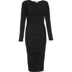 Black - Sportswear Garment Dresses Quiz Womens Black Ruched Asymetric Midi Dress