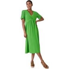 Clothing Roman Cotton Broderie Sleeve Midi Dress Green