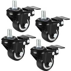 DIY Accessories Uxcell 15 Inch Swivel Caster Wheels PU 360 Degree Threaded Stem Caster Wheel with Brake M10 x 15mm 330lb Total Load Capacity Pack of 4