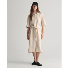 Gant Linne Klänningar Gant Rel Linen SS Shirt Dress - Sand