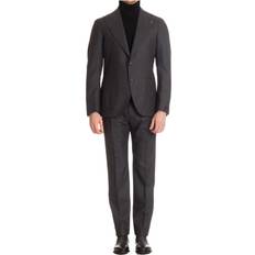 Grey - Men Dresses Tagliatore Single Breasted Suit with Maxi Revers - Gray