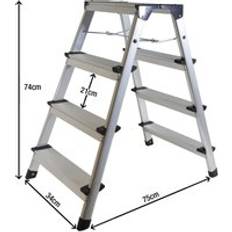 DIY Accessories Excel Aluminium Stool Ladder 4 Tread Heavy Duty Folding Hop Up 745mm x 465mm