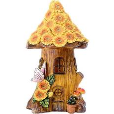 HKHBJS Fairy Garden House Solar Garden Statue Miniature Statue