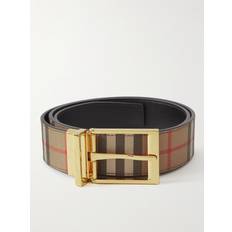 Burberry Brown Belts Burberry 3.5cm Reversible Checked E-Canvas and Leather Belt Men Brown