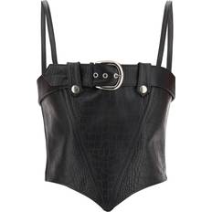 Cuir Débardeurs Alessandra Rich Croco-print Leather Bustier Top