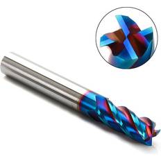 Power Tool Accessories Greenzech 4mm 1-10mm 4 Flutes Tungsten Carbide Milling Cutter HRC65 Blue NACO Coated Milling Cutter CNC Tool