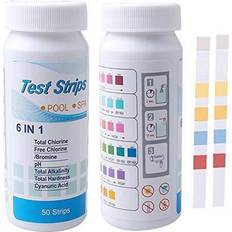 nuoshen nuoshen 50pcs 6 in 1 Water Test Strips,Pool Spa Hot Tub Test Strip for Chlorine, PH and Alkalinity Testing