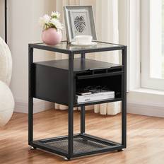 Vecelo Glass Nightstand,End Bedside Table