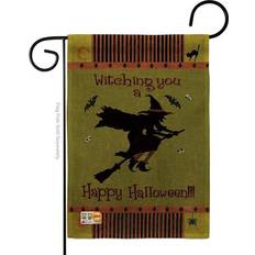 Breeze Decor BD-HO-G-112053-IP-DB-D-US12-SB 13 Witching You Burlap Fall Halloween Flag