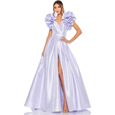 Mac Duggal Dresses Mac Duggal Women's Flutter Sleeve V Neck Front Slit Ball Gown Periwinkle