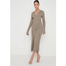 Pretty Lavish Vinnie Wrap Tie Midaxi Dress Taupe