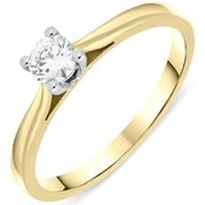 Oro Anillos 18ct Yellow Gold 0.25ct Diamond Brilliant Cut Solitaire Ring Option1 Value N