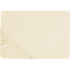 Lin Draps Beliani Classic Fitted Edging Bed Sheet Beige