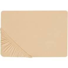 Cotone Biancheria da Letto Beliani Con Angoli Cotone Beige Sabbia 180 x 200 cm Janbu Lenzuolo Beige