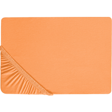 Naranja Ropa de Cama Beliani De Algodón Naranja 140 x 200 cm Ajustable Bordes Elásticos Sólido Janbu Sábana Naranja (200x140cm)