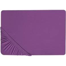 Cotone Biancheria da Letto Beliani Con Angoli Cotone Viola 160 x 200 cm Janbu Lenzuolo Viola