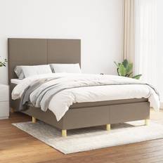 Pacchetti Letto vidaXL Giroletto a Molle Con Materasso Tortora 140 x 190 cm - Grigio Talpa
