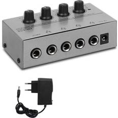 Amplifiers & Receivers HCSC Grey 4 Channels Mini Headphone Amplifier HA400 Ultra-Compact Stereo Audio Amplifier With Power Adapter 10MHz Earphone Amp for Music
