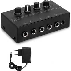 Amplifiers & Receivers HCSC Black 4 Channels Mini Headphone Amplifier HA400 Ultra-Compact Stereo Audio Amplifier With Power Adapter 10MHz Earphone Amp for Music