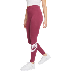 Red Leggings Nike Sportswear Essential Women's High-Waisted Logo Leggings - Rosewood/White