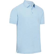 Callaway Heathered Jacquard Half Sleeve Polo Shirt - Light Blue