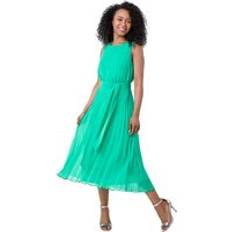 Clothing Roman Petite Pleated Midi Dress Green