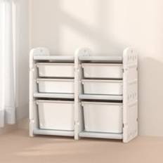 LivingAndHome Kids Storage Cabinet for Toys Organizer Grey White