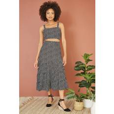 MELA Black Dalmatian Print Midi Skirt