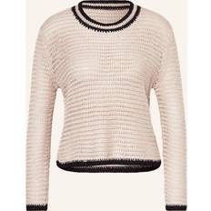 Linen - Women Jumpers Reiss Womens Neutral/navy Astrid Contrast-tip Relaxed-fit Knitted Jumper