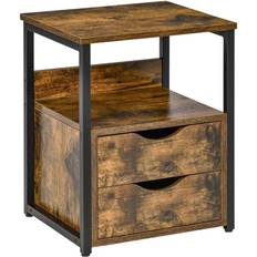 Rectangular Bedside Tables Homcom Industrial Rustic Brown Bedside Table 35x40cm