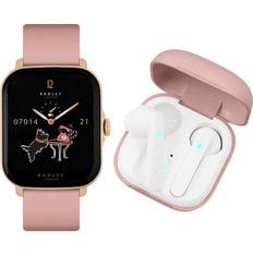 Pink Strap Smart Watch Earbud Set