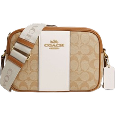 Coach Jamie Camera Bag In Signature Canvas With Stripe - Im/Light Khaki/Chalk Lt Saddle