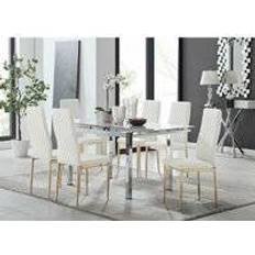 Furniturebox Enna White Dining Set 70x170cm 7pcs