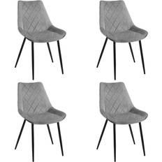 Akord Padded Quilted Gray Silla de Cocina 83cm 4pcs