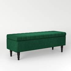 Green Settee Benches Rosdorf Park Ethier Velvet Upholstered Green Settee Bench 126x46cm