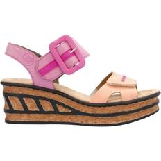 Rieker Wedge Heel Sandals - Pink